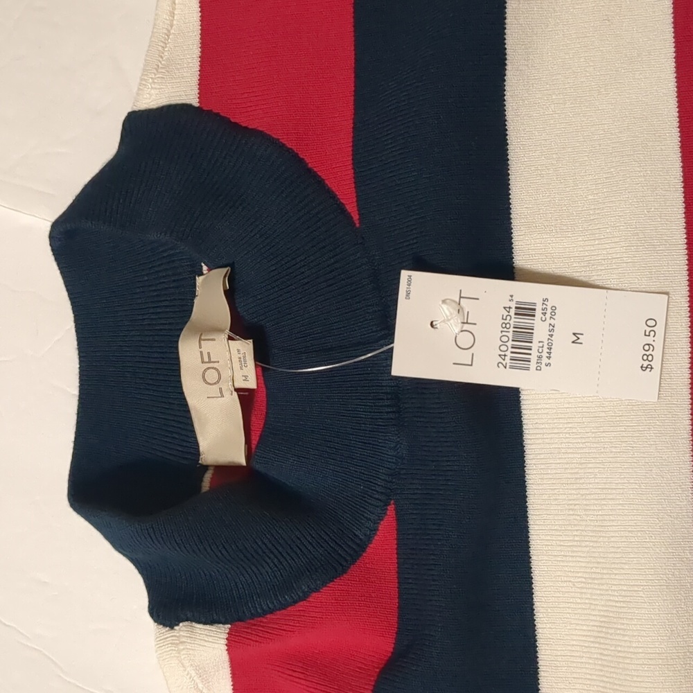 LOFT  Long sleeved  striped knit sweater dress size medium M - Picture 3 of 8